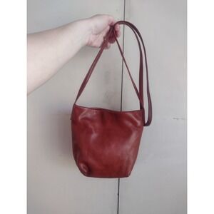 Baggu Soft Leather Crossbody Purse Bag Cognac Brown Retired Small Minimalist